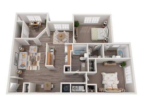 Floor plan for 2 beds, 2 baths, 1183 sqft
